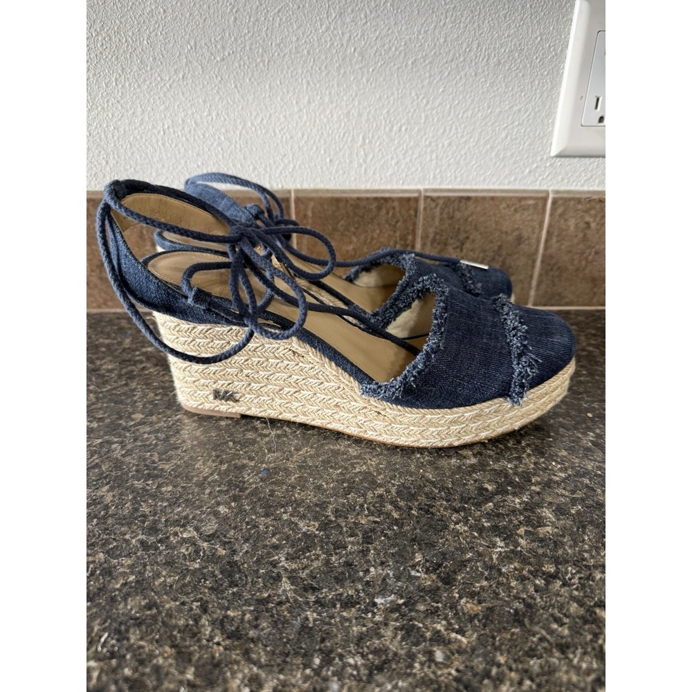 MICHAEL Michael Kors' Margie Denim Espadrille Wedge Sandals 10 Women's